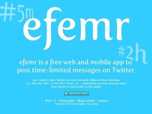 A screenshot of the efemr website