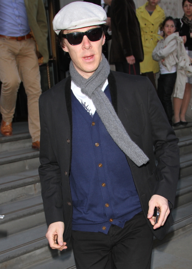 Benedict Cumberbatch arrives at the Corinthian Hotel.
