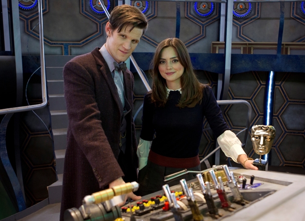 Matt Smith and Jenna-Louise Coleman with a BAFTA statuette