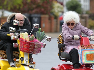 Harry Hill and Julie Walters film scenes for the movie 'Whatever Happened to Harry Hill?'