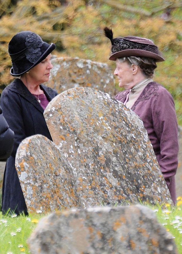 Downton Abbey on set filming in Bampton