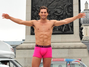 Launch of Debenhams 'Think Pink' breast cancer initiative, Trafalgar Square, London, Jay Conroy, Jeff Banks