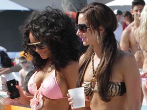Tulisa and Chelsee Healey in Marbella.