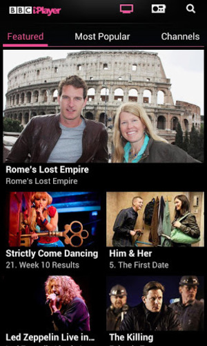 BBC iPlayer app screenshot for Android