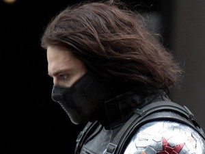 Sebastian Stan as the Winter Soldier on the set of 'Captain America 2'