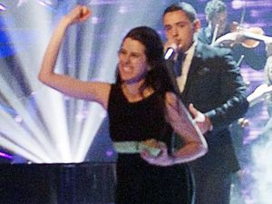 Violist Natalie Holt who pelted Simon Cowell with eggs