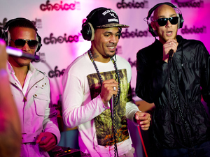 So Solid Crew members Romeo, Harvey and Kaish pictured during a live session at Choice FM