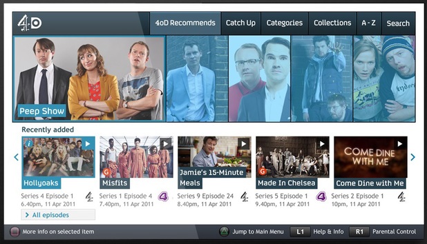 The new 4oD app for PlayStation 3