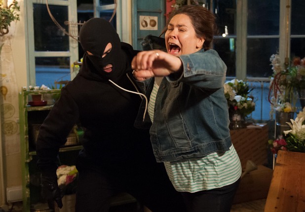 Myra is attacked by an intruder.
