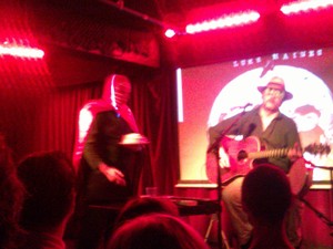 Luke Haines with a Kendo Nagasaki lookalike at London's Borderline