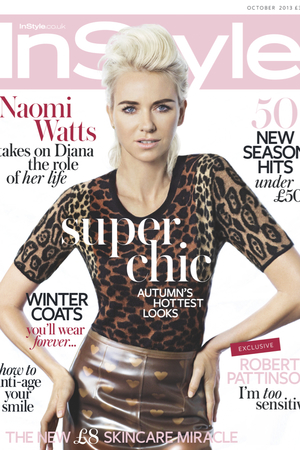 Naomi Watts on the cover of the October issue of UK InStyle.