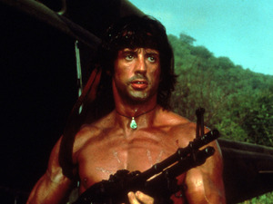 FILM STILLS OF 'RAMBO' WITH 1985, MACHINE GUN, SYLVESTER STALLONE, WEAPONS IN 1985
1985