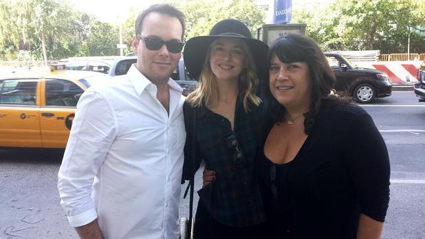 50 Shades of Grey author EL James with actress Dakota Johnson and producer Dana Brunetti