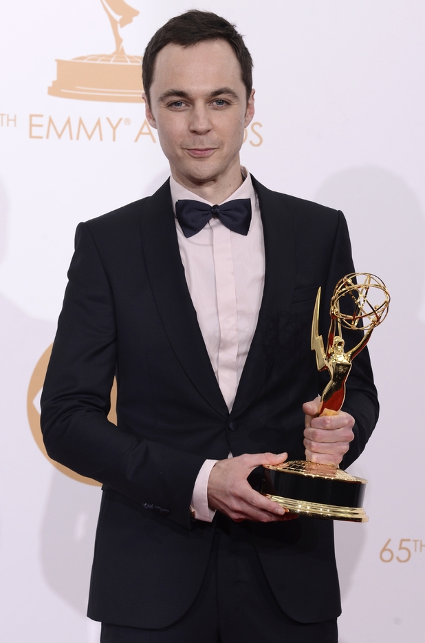 Jim Parsons Primetime Emmy Awards 2013 The Big Winners Show Off Their Trophies Digital Spy