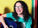Andrea Begley fronts workshop for group of blind and partially sighted children.