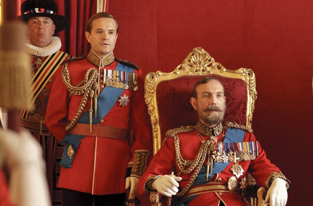Oliver Dimsdale as Prince of Wales and Guy Williams as King George V in Downton Abbey Christmas Special