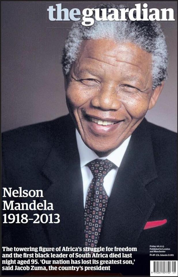 The Guardian Nelson Mandela newspaper front covers Digital Spy