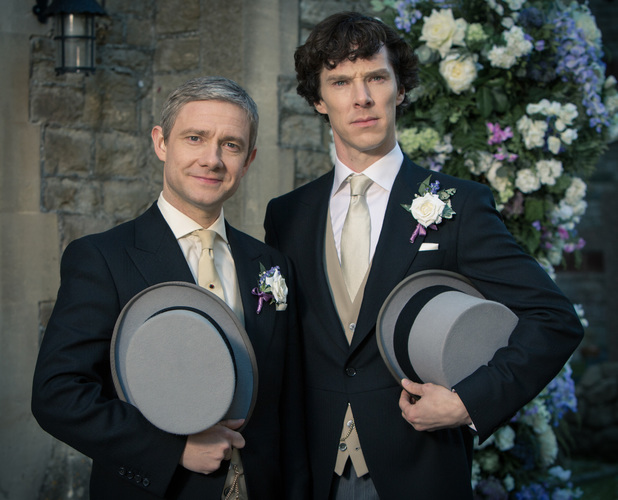 Martin Freeman as John Watson and Benedict Cumberbatch as Sherlock Holmes