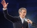 The actor emerges from the TARDIS at BBC Worldwide showcase in Liverpool.