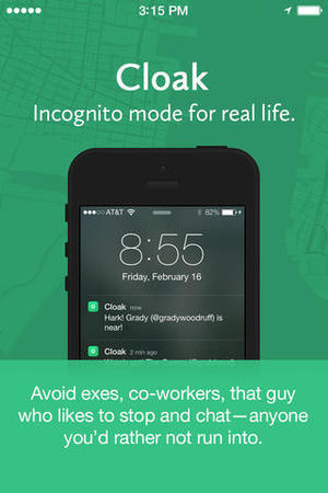 Screenshot of stealth app Cloak