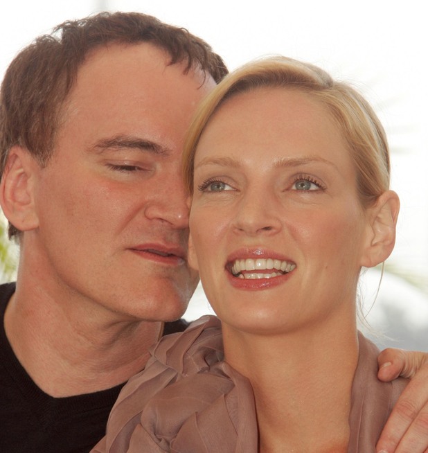 Quentin Tarantino and Uma Thurman during 2004 Cannes Film Festival - 'Kill Bill Vol. 2' - Photocall at Palais Du Festival in Cannes, France. (Photo by George Pimentel/WireImage)