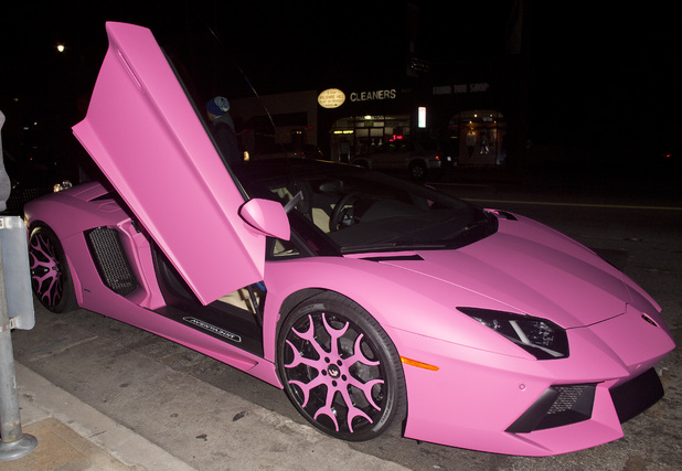 Nicki Minaj seen arriving at for her 31st birthday party "Philippe" Restaurant in Beverly Hills in her custom $700,000 Pink Lamborghini Aventador sports car
Date of Picture: 12/08/2013
See the set: SPL662989
Usage: World Rights
Caption: Nicki Minaj seen arriving at for her 31st birthday party "Philippe" Restaurant in Beverly Hills in her custom $700,000 Pink Lamborghini Aventador sports car. Nicky's birthday cake was of a pair of Breasts which said ' Shake your Breasts Love Nicki'.