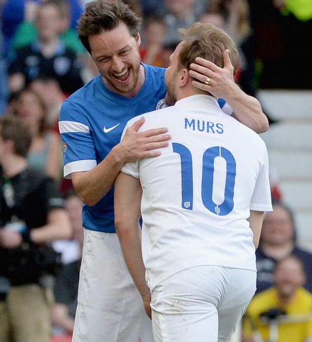 Olly Murs with James McAvoy in Soccer Aid