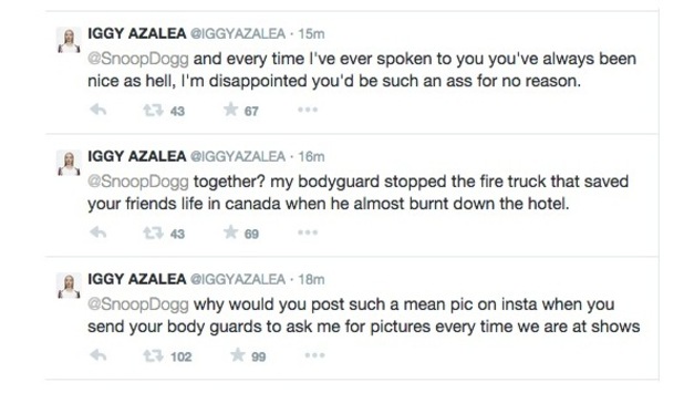 Iggy Azalea tweets to Snoop Dogg