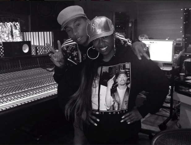 Missy Elliott and Pharrell Williams in the studio