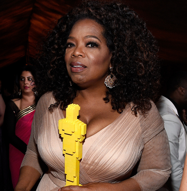 Oprah Winfrey with her Lego Oscar statuette 