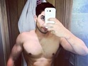 The Olympic gymnast's modesty is protected by a mirror in raunchy shot.