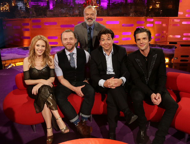 Kylie Minogue, Simon Pegg, Graham Norton, Michael McIntyre and Brandon Flowers on The Graham Norton Show