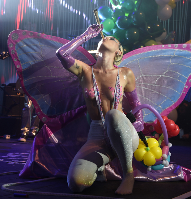 Miley Cyrus at the Adult Swim Upfronts party, May 2015