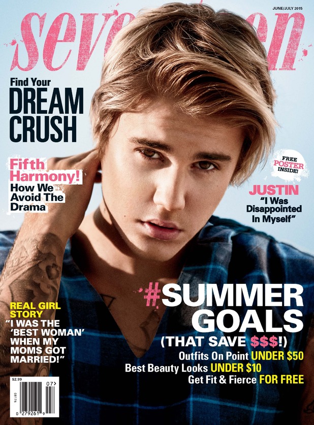Justin Bieber covers the June/July '15 issue of Seventeen
