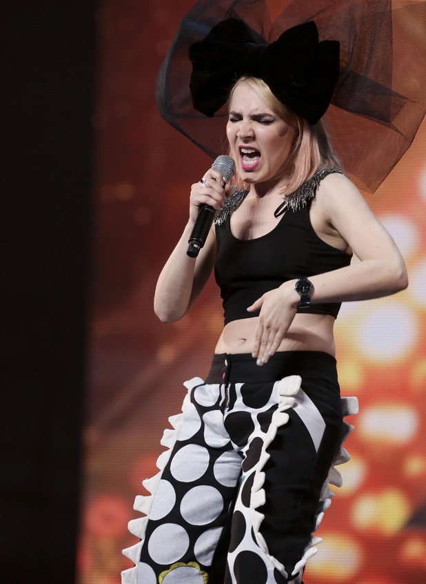 Adriana Deco performs for the judges on The X Factor