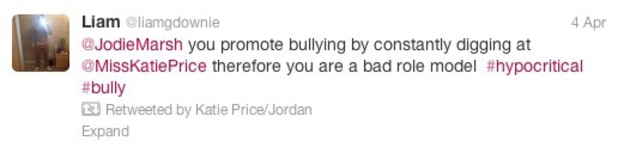 Katie Price retweets a follower calling Jodie Marsh a bully