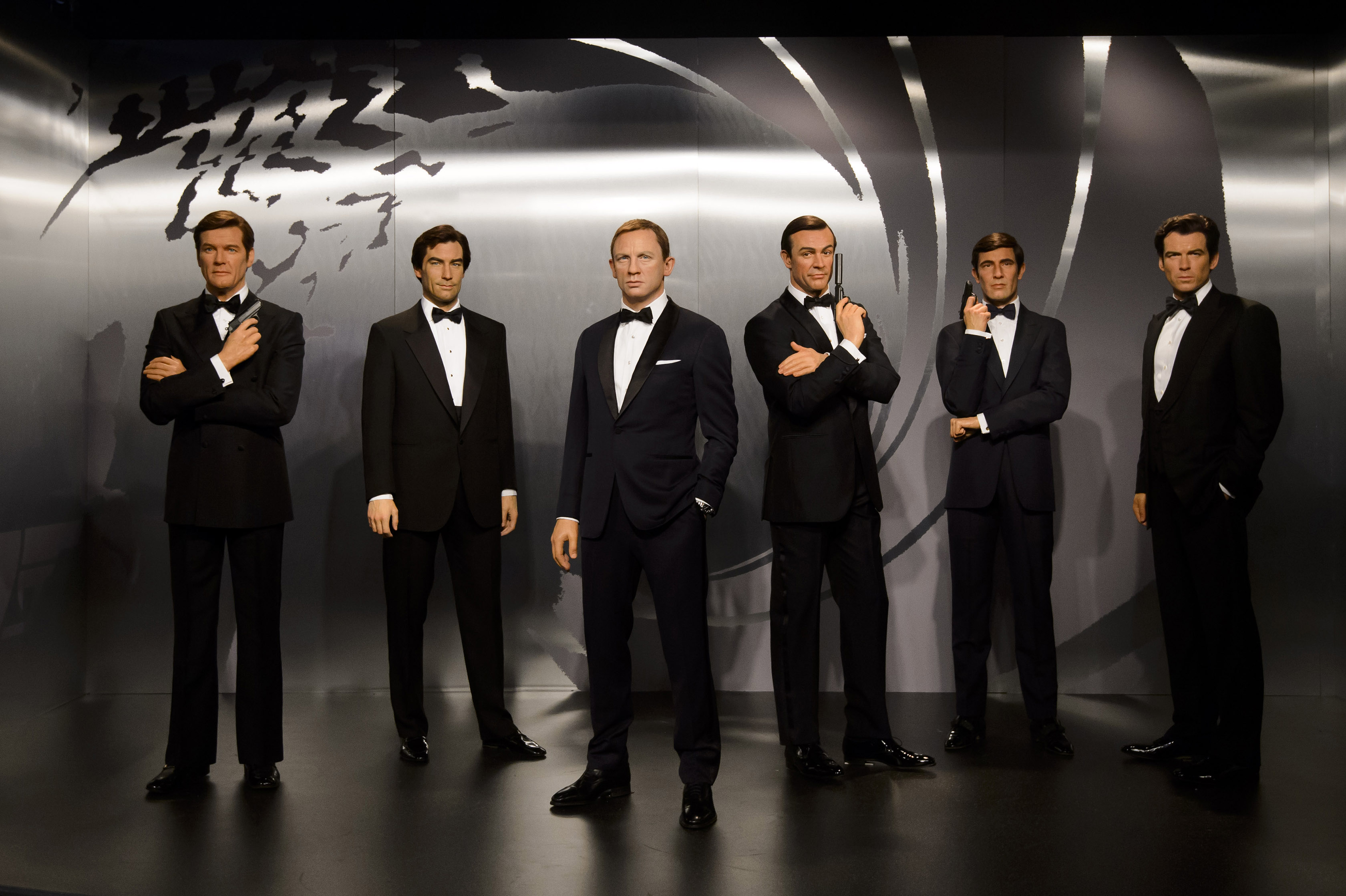 All 6 James Bonds together at Tussauds